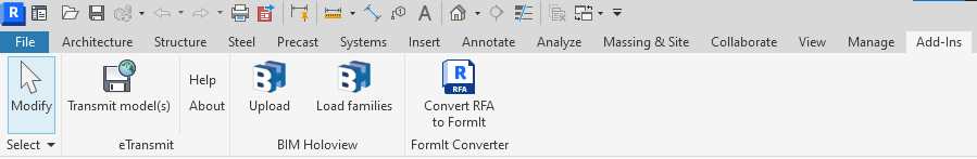 Top bar in Revit