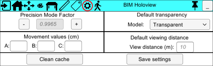 Settings page